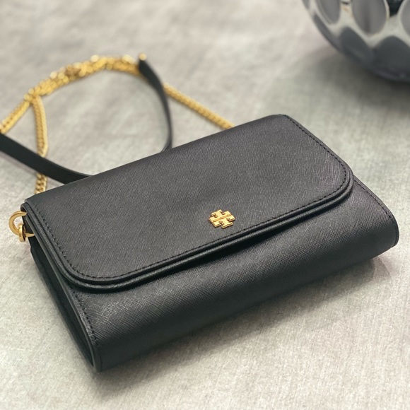 Tory Burch Emerson Chain Crossbody Wallet On Chain Black - Picture 9 of 12